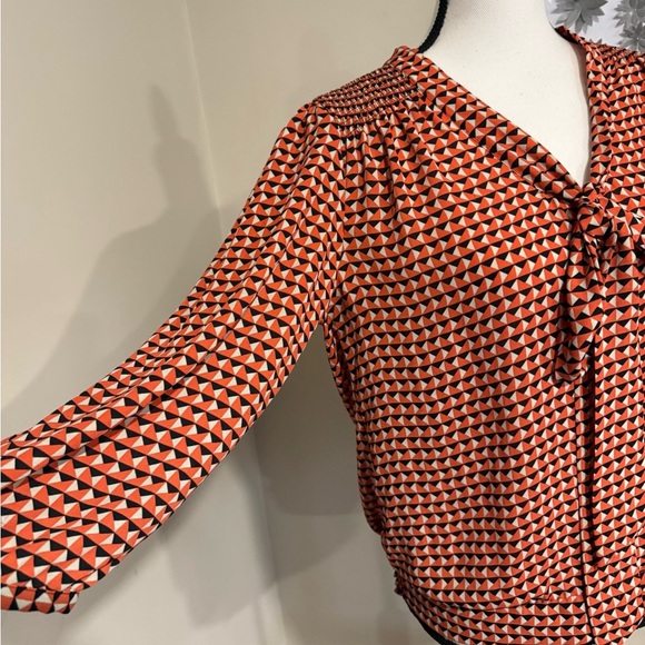 Limited Women's Geometric Print Orange and Black Blouse - Picture 2 of 9